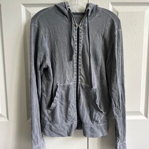 James Perse Womens Grey Distressed Zip-up hoodie
